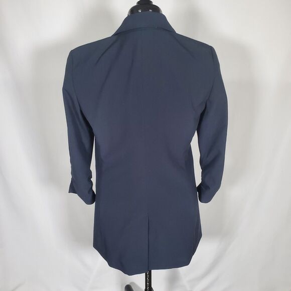 Michael Kors Women’s Blazer Size 4 Navy Blue Ruched 3/4 Sleeve Lined Classic - Picture 4 of 13